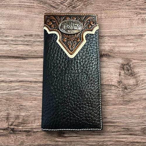 Western Stakes | Leather Long Wallet | Floral Tooled Cowboy at Cross