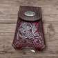 Western Stakes Leather Phone Belt Holster Floral Cutout Tooled