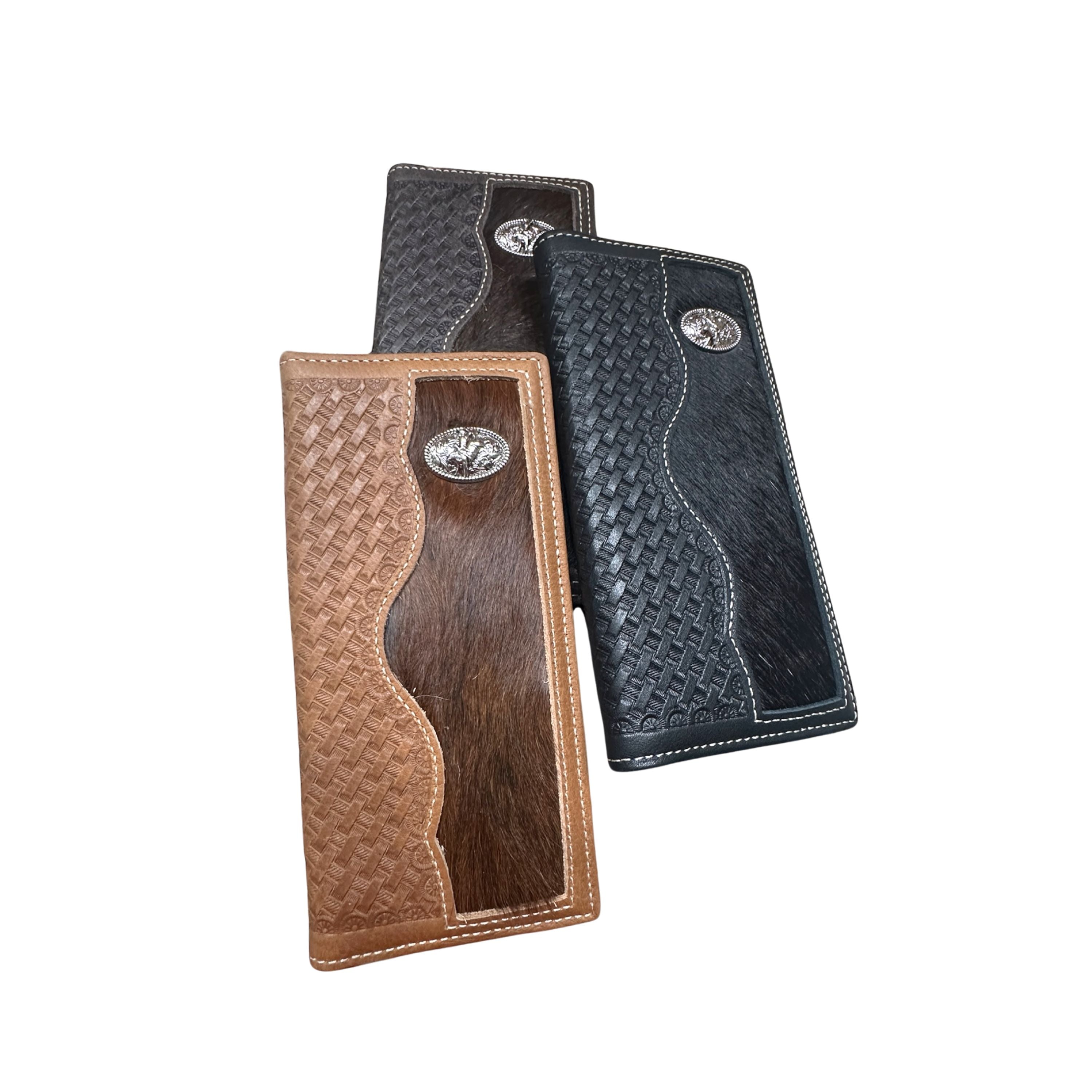Western Stakes | Leather Wallets | Cowhair Longhorn Concho