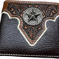 Mens Leather Wallet Lonestar Concho Floral Bi Fold