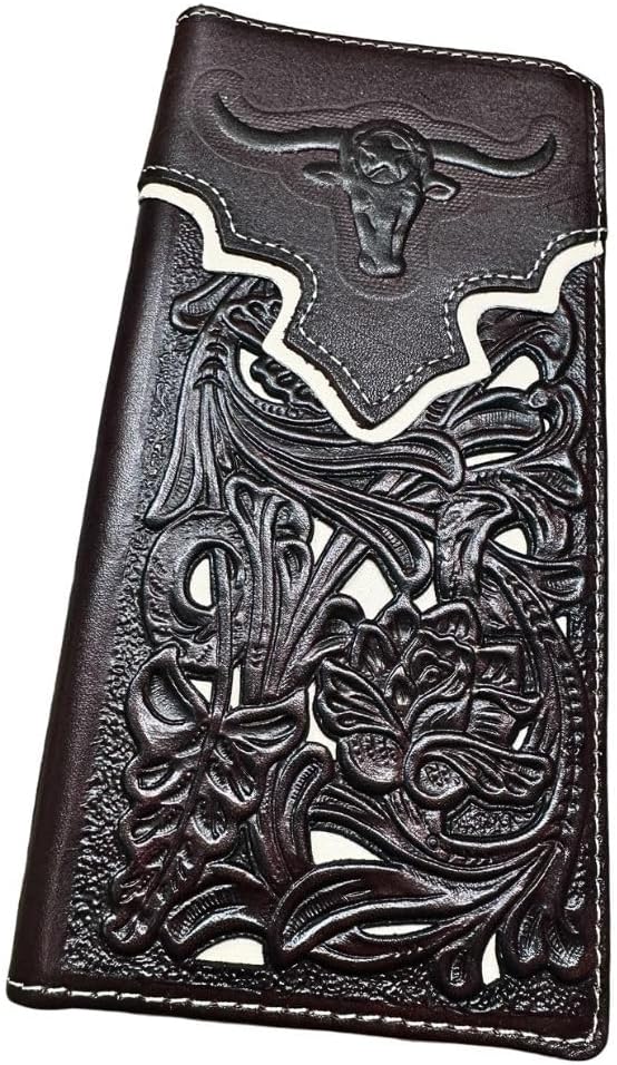 Floral Long Wallet Embossed Longhorn Floral Accent