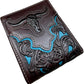 Floral Leather Longhorn Embossed Wallet