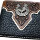 Mens Leather Wallet Horseshoe Rooster Bi Fold