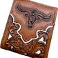 Floral Leather Longhorn Embossed Wallet