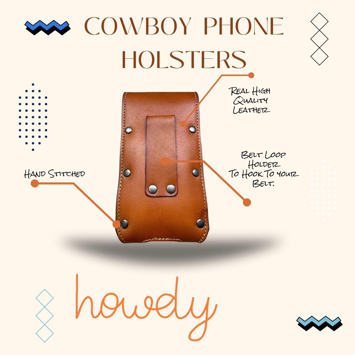 Western Stakes Western Leather Phone Belt Holster Cowboy Praying