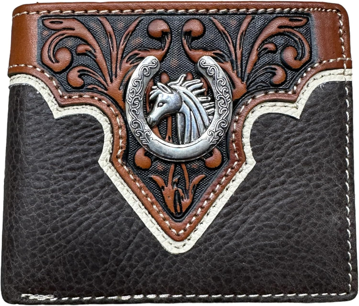 Mens Leather Wallet Horse & Horseshoe Leather Bi Fold