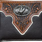 Mens Leather Wallet Cowboy Bull Riding Leather Bi Fold