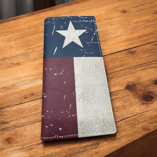 Western Stakes Mens Texas Flag Leather Wallet