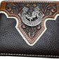 Mens Leather Wallet Horseshoe Rooster Bi Fold