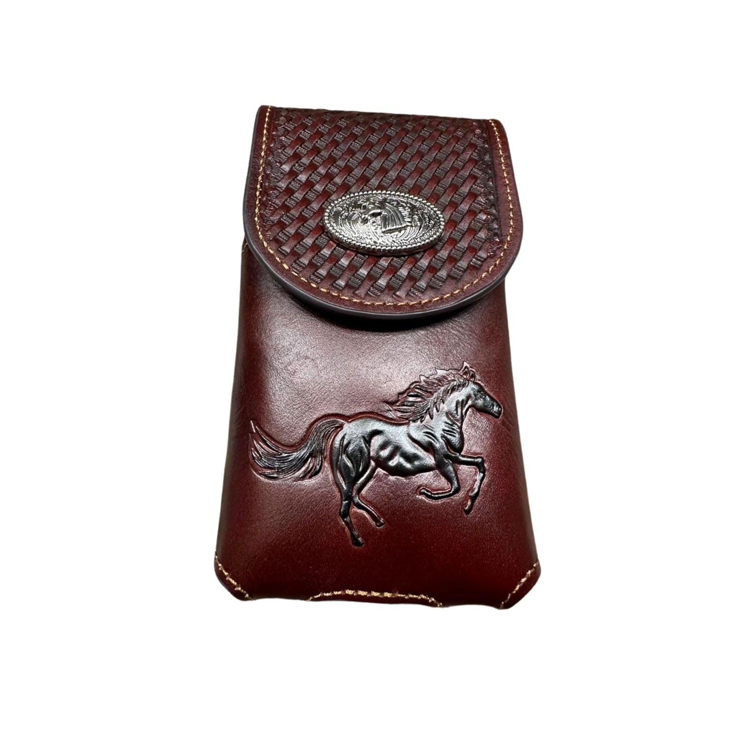 Western Stakes Western Leather Phone Belt Holster Stallion