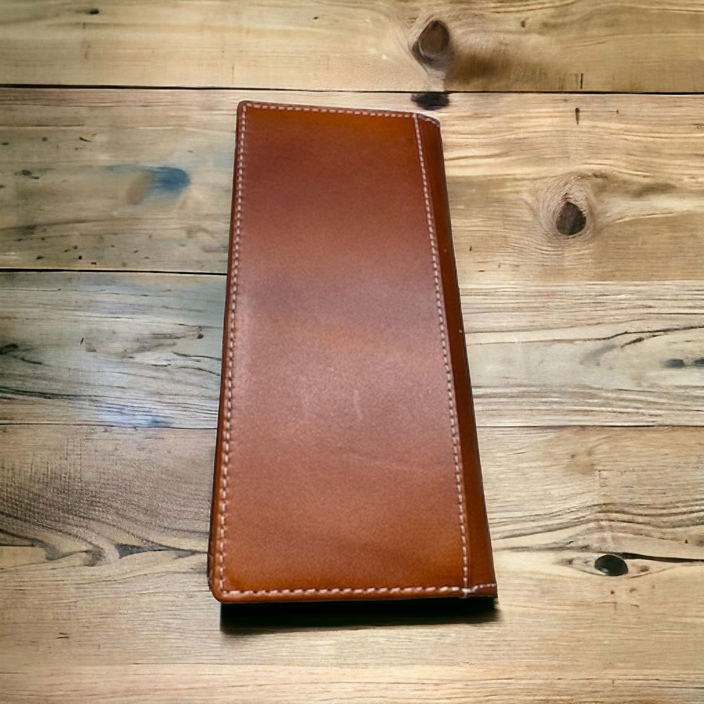 Leather Long Wallet Cow Hair Tri Cross Cowboy Praying At Cross