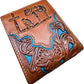 Floral Leather Cowboy Praying At Cross Wallet