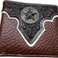 Mens Leather Wallet Lonestar Concho Floral Bi Fold