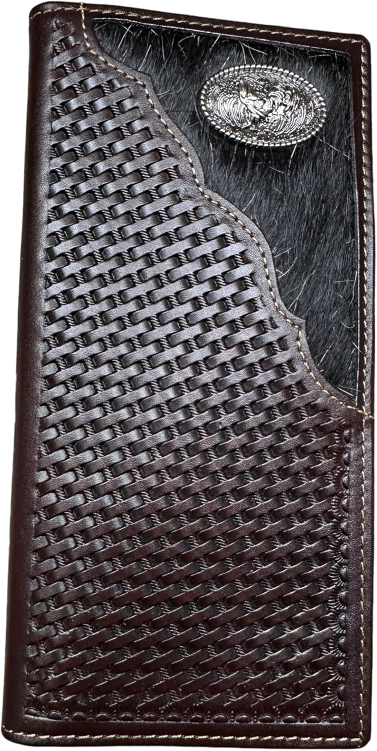 Rooster Concho Long Wallet W Cowhair Basketweave