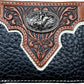 Mens Leather Wallet Cowboy Bull Riding Leather Bi Fold