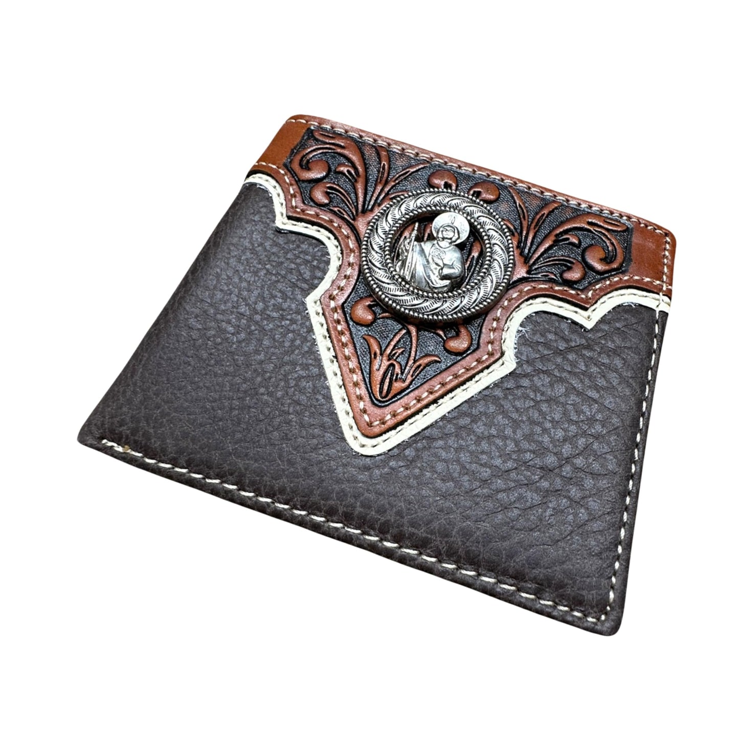 Western Stakes Leather Bi Fold Wallet Cowboy Saint Jude Concho