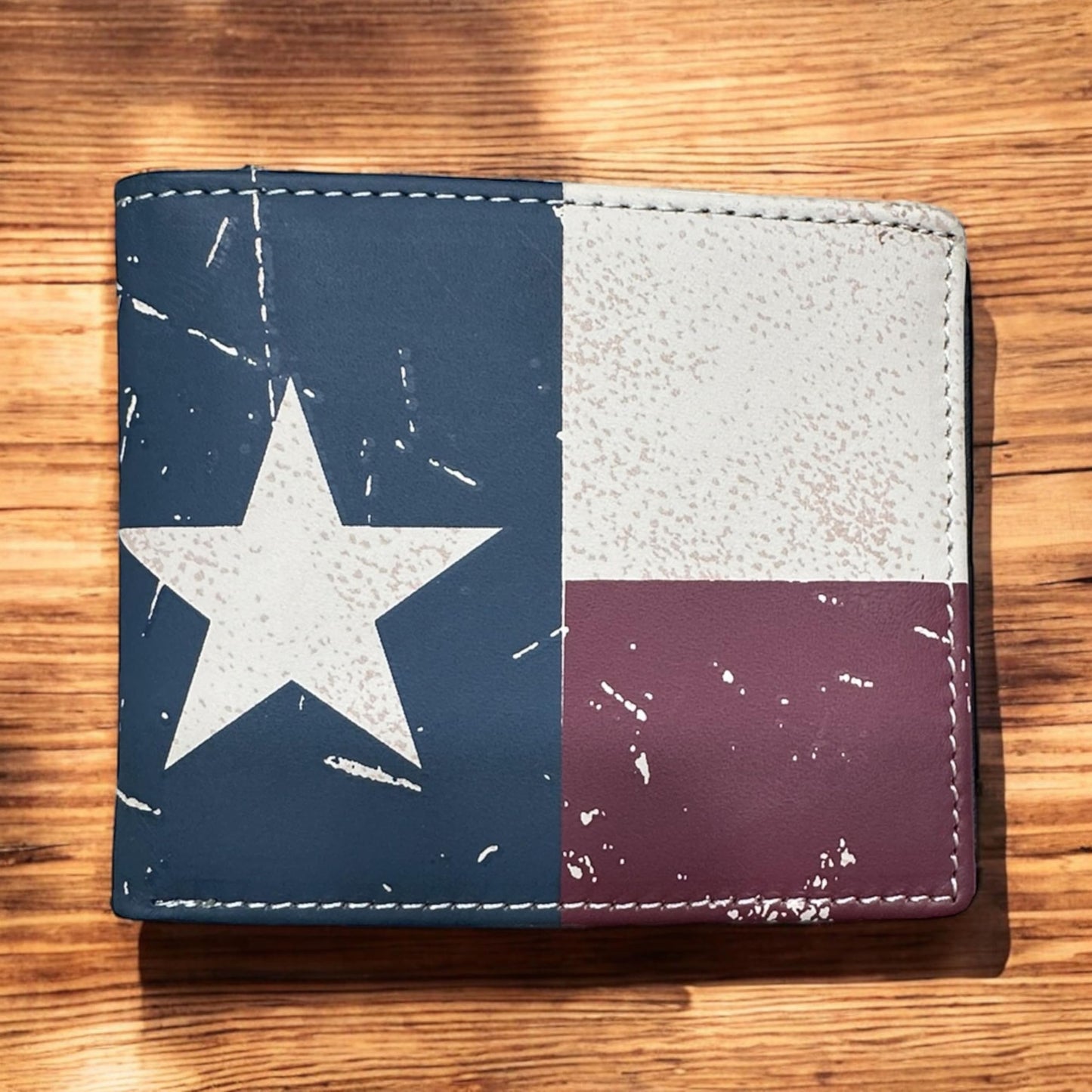 Western Stakes Mens Texas Flag Leather Wallet Leather Rustic Flag Classic Pattern Embossed Bifold Style Cowboy Hand Crafted Bi Fold High End Mens Wallets Leather Gifts For Men