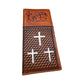 Leather Long Wallet Cow Hair Tri Cross Cowboy Praying At Cross