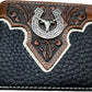 Mens Leather Wallet Horseshoe Longhorn Bi Fold