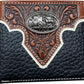 Mens Leather Wallet Cowboy Praying Leather Bi Fold