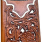 Floral Long Wallet Embossed Cowboy Praying At Cross