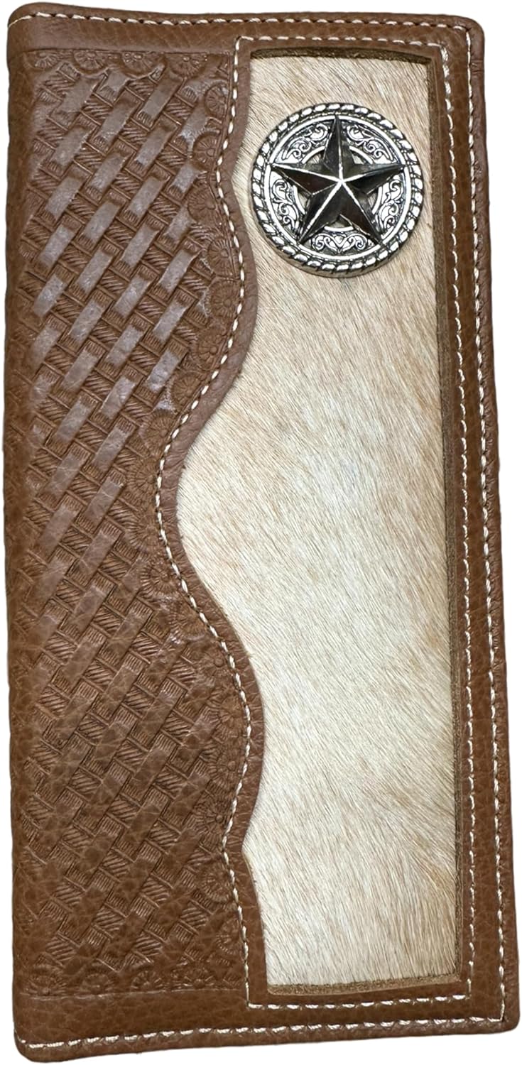 Lone Star Leather Long Wallet W Cowhair Basketweave