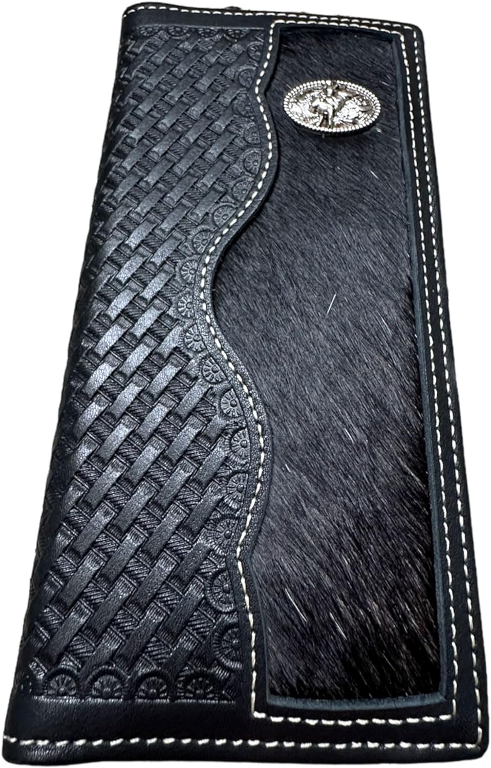 Western Stakes | Leather Wallets | Cowhair Longhorn Concho