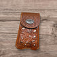 Western Stakes Western Leather Phone Belt Holster Cell Phone Case Pouch Floral Tooled Concho Basketweave Universal