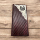 Rooster Horseshoe Long Wallet W Cowhair Basketweave