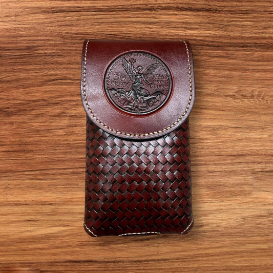 Western Stakes Western Leather Phone Belt Holster Cell Phone Case Pouch Embossed Tooled High End Case for iPhone Samsung Universal