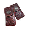 Western Stakes Leather Phone Belt Holster Floral Cutout Tooled