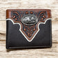 Mens Leather Wallet Cowboy Praying Leather Bi Fold