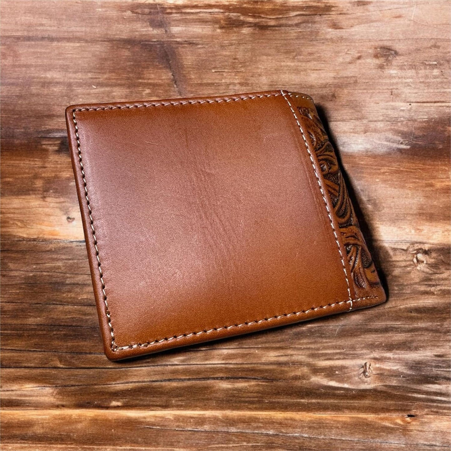 Floral Leather Longhorn Embossed Wallet