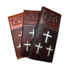 Leather Long Wallet Cow Hair Tri Cross Cowboy Praying At Cross