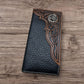 Leather Long Wallet Floral Embossed Texas Concho