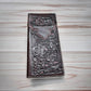 Floral Long Wallet Embossed Cowboy Praying At Cross