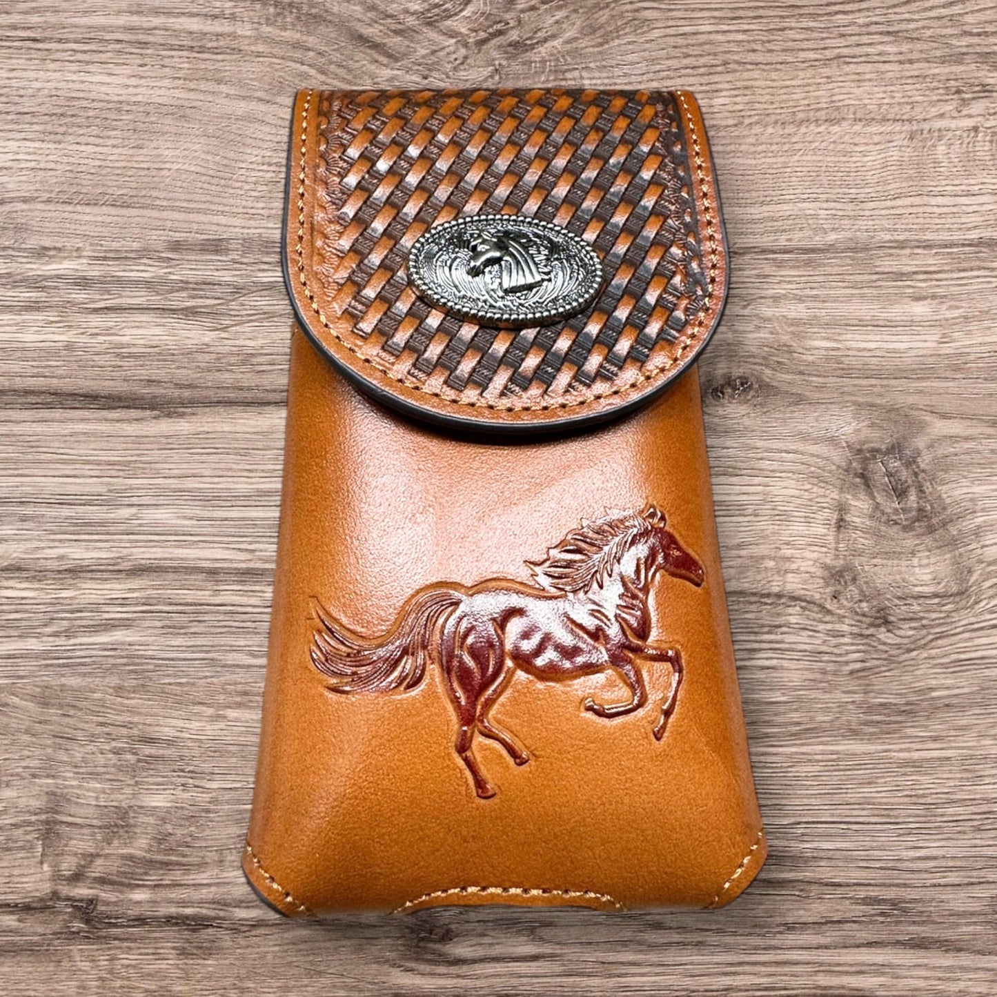 Western Stakes Western Leather Phone Belt Holster Stallion