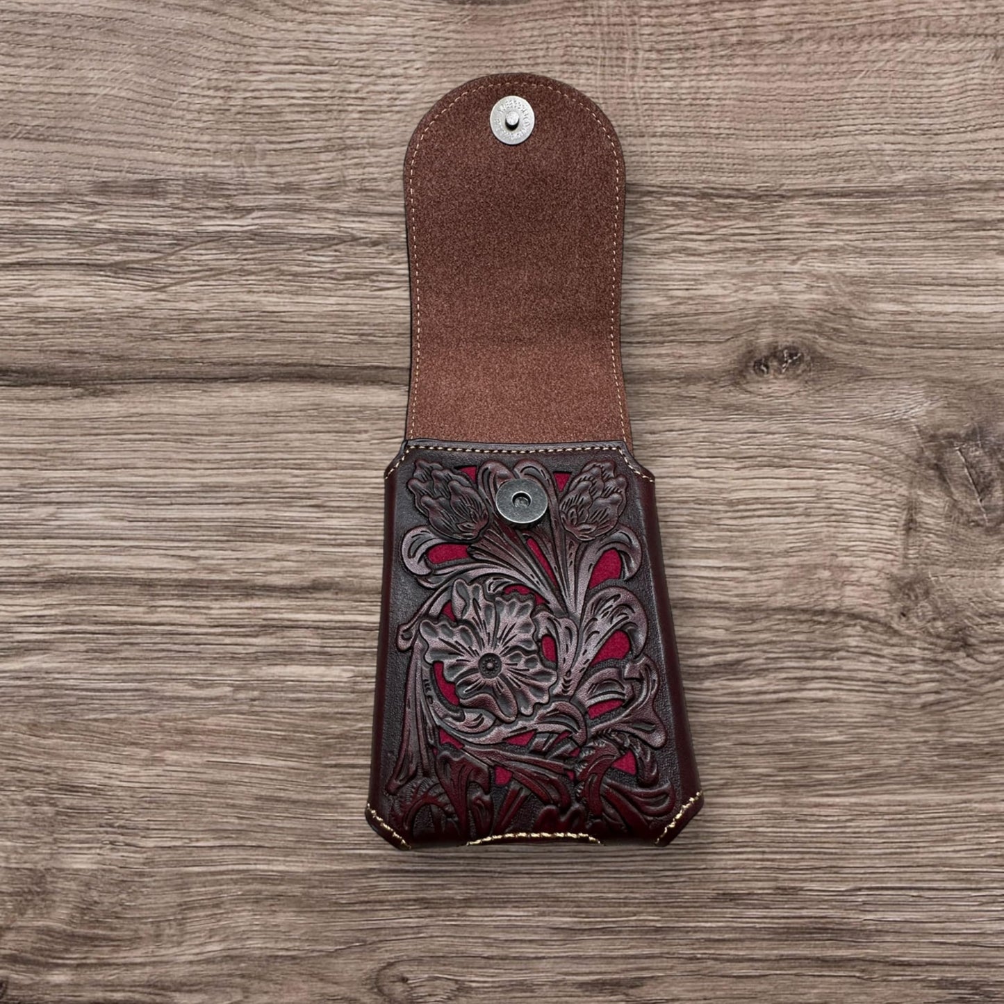 Western Stakes Western Leather Phone Belt Holster Cell Phone Case Floral Tooled Cowboy Pouch Universal