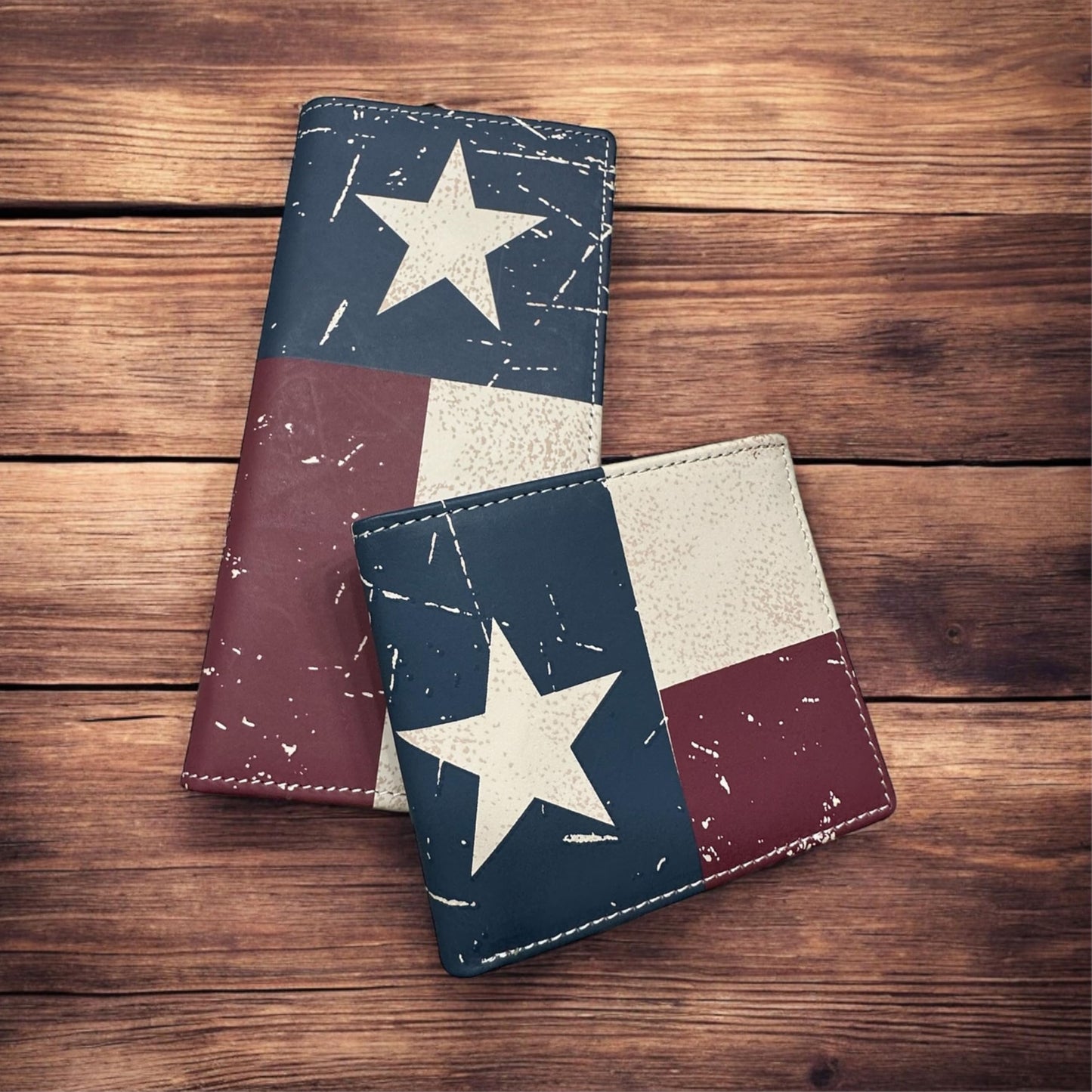 Western Stakes Mens Texas Flag Leather Wallet