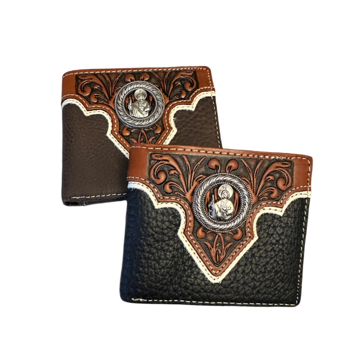 Western Stakes Leather Bi Fold Wallet Cowboy Saint Jude Concho