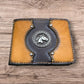 Leather Bi Fold Horse Concho Brown Light Brown Layered Leather High End Made In Mexico