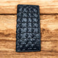 Mens Long Wallet Tooled Leather Alligator Pattern Embossed