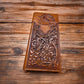 Floral Coat Of Arms Of Mexico Western Leather Long Wallet