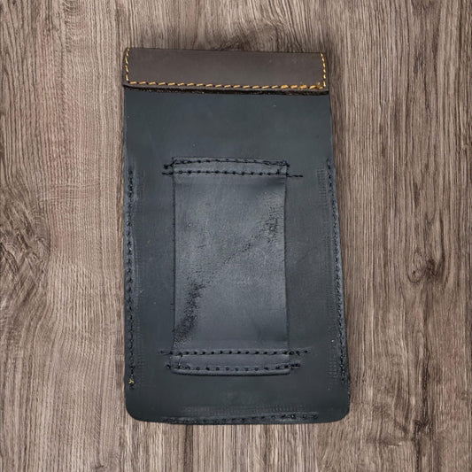 Western Stakes Leather Phone Belt Holster Layered Leather Cowhair Horse Concho