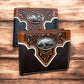 Mens Leather Wallet Cowboy Praying Leather Bi Fold