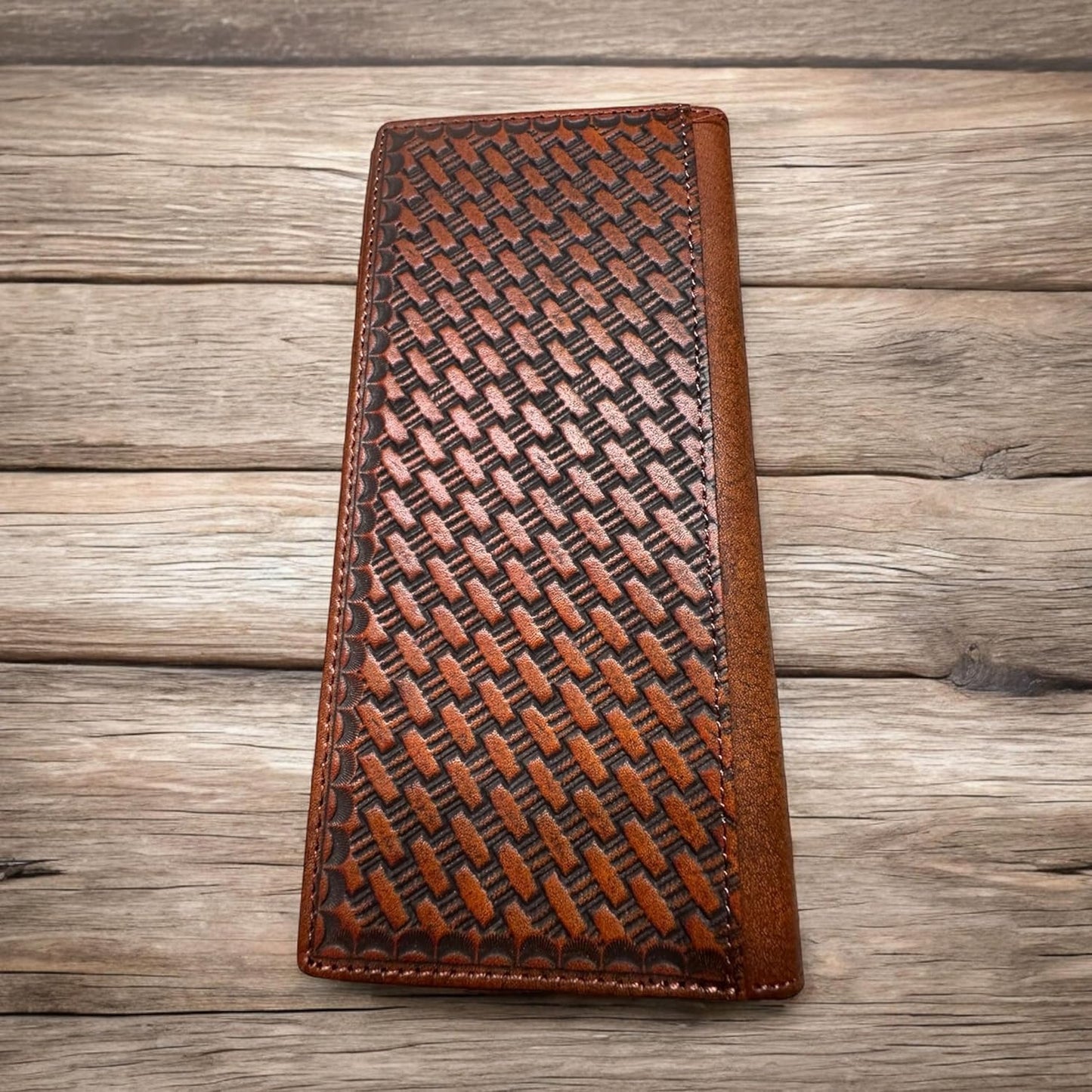 Rooster Concho Long Wallet W Cowhair Basketweave