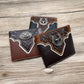 Mens Leather Wallet Horseshoe Longhorn Bi Fold