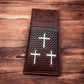 Leather Long Wallet Cow Hair Tri Cross Cowboy Praying At Cross