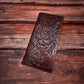 Floral Embossed Tooled Leather Long Wallet