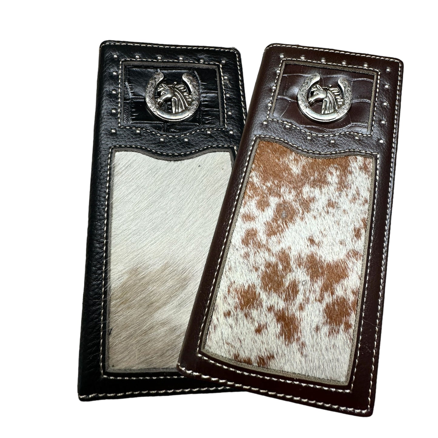 Rodeo Long Wallet With Cowhair & Horse Horseshoe Concho